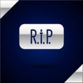 Silver Speech bubble rip death icon isolated on dark blue background. Vector Royalty Free Stock Photo