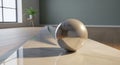 Silver Sphere on Marble Surface Royalty Free Stock Photo