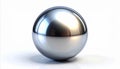 Silver Sphere Reflecting Light on Clean White Background with Subtle Shadows Royalty Free Stock Photo