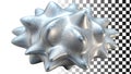Silver spiky shape, abstract metallic form design png transparent image Generative AI