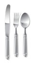 Silver spoon, fork and table knife Royalty Free Stock Photo