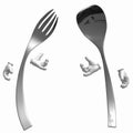 Silver spoon fork on welcome pose Royalty Free Stock Photo