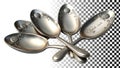 Silver spoons set kitchen utensils dining flatware png transparent image Generative AI Royalty Free Stock Photo