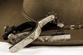Silver Spurs and a Cowboy Hat Royalty Free Stock Photo