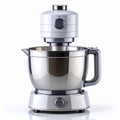 Silver Stand Mixer with Stainless Steel Bowl on White Background Royalty Free Stock Photo