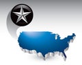 Silver star around united states icon