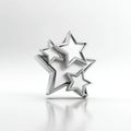 Silver Star Award Cluster on White Reflective Surface with Soft Lighting Royalty Free Stock Photo