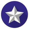 Silver star on a background of a blue circle with a shadow Royalty Free Stock Photo