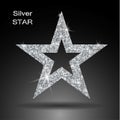 Silver star banner. Silver glitter . Template , card, vip, exclusive, certificate, gift, luxury, privilege, voucher, store,