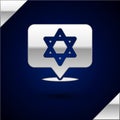 Silver Star of David icon isolated on dark blue background. Jewish religion symbol. Symbol of Israel. Vector Royalty Free Stock Photo