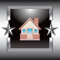 Silver star frame with brick house Royalty Free Stock Photo
