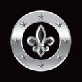 Silver star frame with a fleur de lis icon Royalty Free Stock Photo