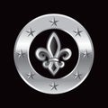 Silver star frame with a fleur de lis icon Royalty Free Stock Photo