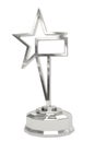 Silver star prize on pedestal