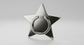 Silver star-shaped phone ring holder on white background, ai generated Royalty Free Stock Photo