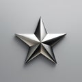 Shiny Metal Star On Gray Background: Precise Hyperrealism Contemporary Symbolism