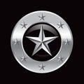 Silver star in silver star frame Royalty Free Stock Photo