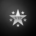 Silver Star VIP with circle of stars icon isolated on black background. Long shadow style. Vector Royalty Free Stock Photo