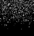 Silver stars falling from the sky on black background. Abstract Background. Glitter pattern for banner. Royalty Free Stock Photo