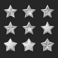 Silver stars isolated realistic vector illustrations set Royalty Free Stock Photo