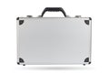 Silver steel suitcase isolated on white background. Royalty Free Stock Photo