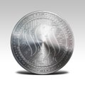 Silver steem coin isolated on white background 3d illustration