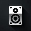 Silver Stereo speaker icon isolated on black background. Sound system speakers. Music icon. Musical column speaker bass Royalty Free Stock Photo