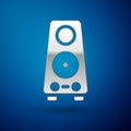 Silver Stereo speaker icon isolated on blue background. Sound system speakers. Music icon. Musical column speaker bass