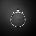 Silver Stopwatch icon isolated on black background. Time timer sign. Long shadow style. Vector