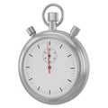 Silver Stopwatch with Red Second Hand and Minute Hand on White Background timer time Royalty Free Stock Photo