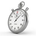 A silver stopwatch with a white face and black markings showing approximately 20 seconds elapsed Royalty Free Stock Photo