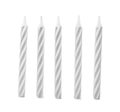 Silver striped birthday candles on white