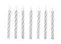 Silver striped birthday candles isolated on