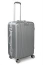 Silver suitcase isolated on white Royalty Free Stock Photo