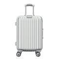 Silver suitcase for travel, front view