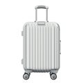 Silver suitcase for travel, front view Royalty Free Stock Photo