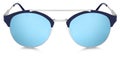 Silver sunglasses blue mirror lenses isolated on white Royalty Free Stock Photo