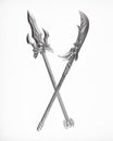 silver swords and shield isolated on white Royalty Free Stock Photo