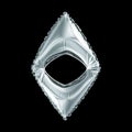 Silver symbol Ethereum made of inflatable balloon isolated on black background. Royalty Free Stock Photo