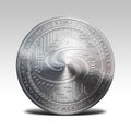 Silver syscoin coin isolated on white background 3d rendering