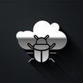 Silver System bug on a cloud icon isolated on black background. Cloud computing design concept. Digital network Royalty Free Stock Photo