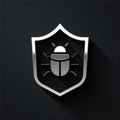 Silver System bug concept icon isolated on black background. Code bug concept. Bug in the system. Bug searching. Long Royalty Free Stock Photo