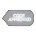 Silver tag with glowing text approval stamp certified code accepted official seal Royalty Free Stock Photo