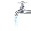 Silver tap with water. Vector illustration. Royalty Free Stock Photo