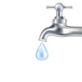 Silver tap with water. Vector illustration. Royalty Free Stock Photo