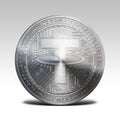 Silver tether coin isolated on white background 3d rendering