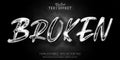 Silver text effect, editable shiny silver color, broken text style on dark grunge textured background
