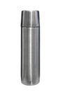 silver thermos bottle isolated on white background Royalty Free Stock Photo