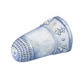 Silver Thimble Decorated with Fleur de Lis.