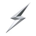 Silver Thunderbolt Lighting Icon. 3d Rendering